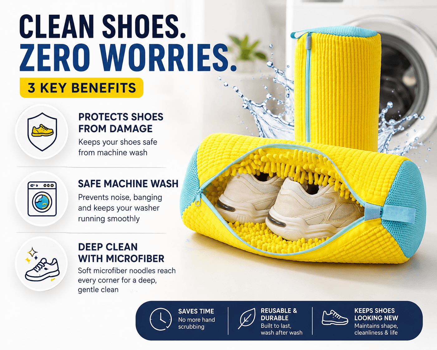 Shoe Washing Machine Bag | Reusable 360° Cleaning Laundry Bag