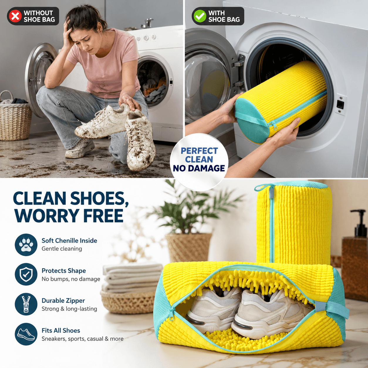 Shoe Washing Machine Bag | Reusable 360° Cleaning Laundry Bag