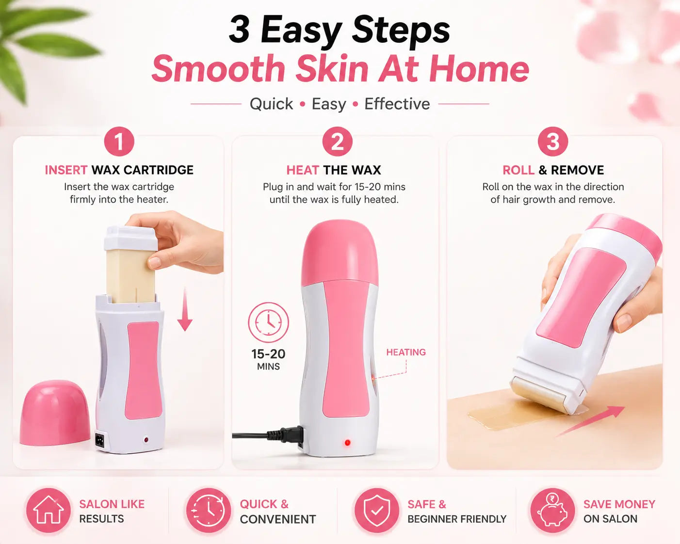 SleekRoll™ Pro At-Home Waxing Kit (Electric Heater + Cartridge + Strips)