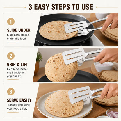2-in-1 Stainless Steel Turner Tong – Flip, Lift & Serve with Ease