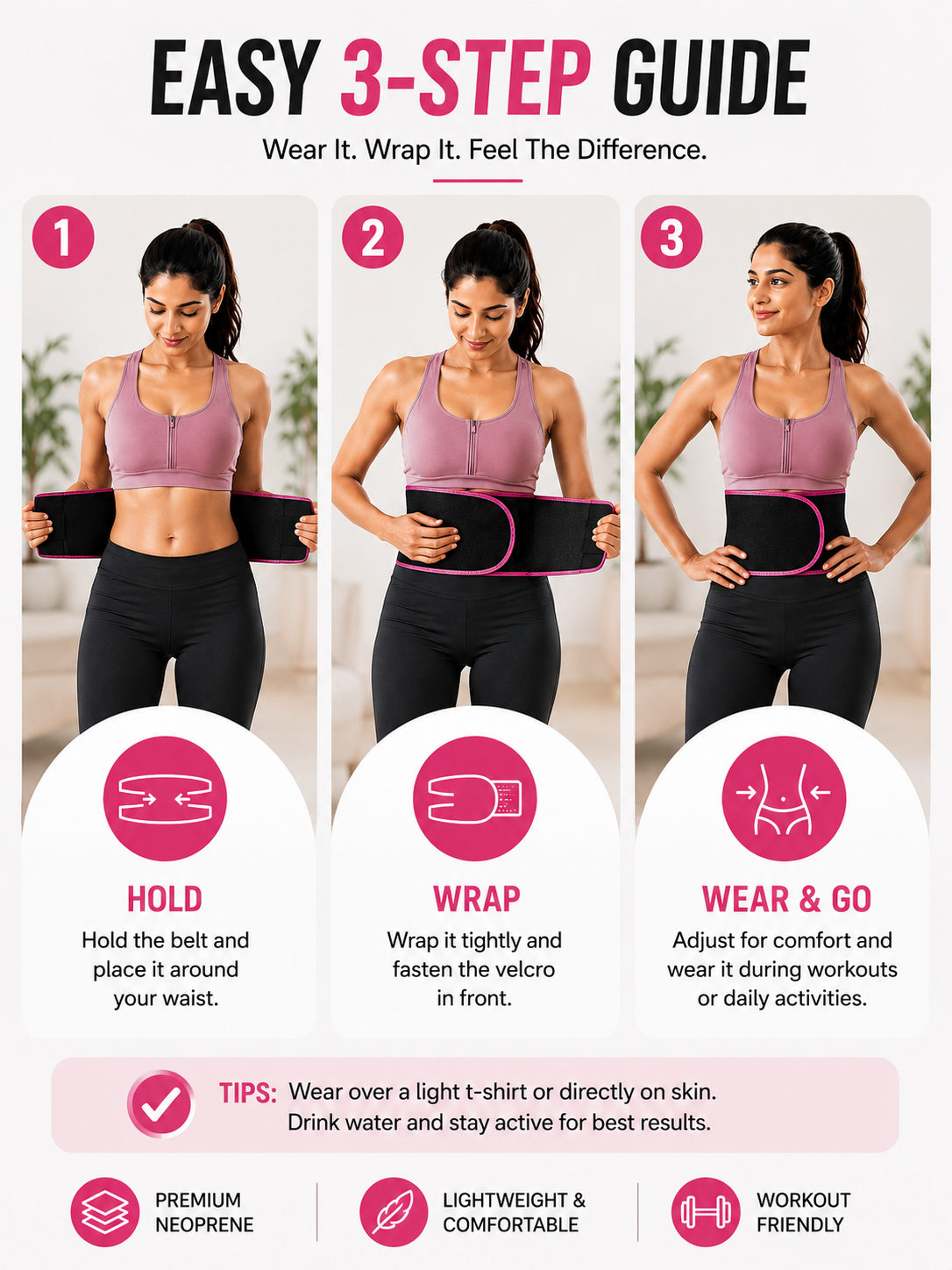 Premium Sweat Waist Trimmer Belt for Instant Tummy Control & Back Support