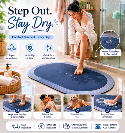 Ultra Absorbent Anti-Slip Bathroom Mat | Quick Dry Luxury Bath Rug for Modern Homes
