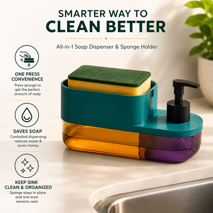 3-in-1 Soap Dispenser & Sponge Holder | Soap Dispenser for Kitchen