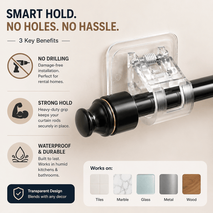 Hold Strong Without Drilling – The Smart Rod Holder for Modern Homes