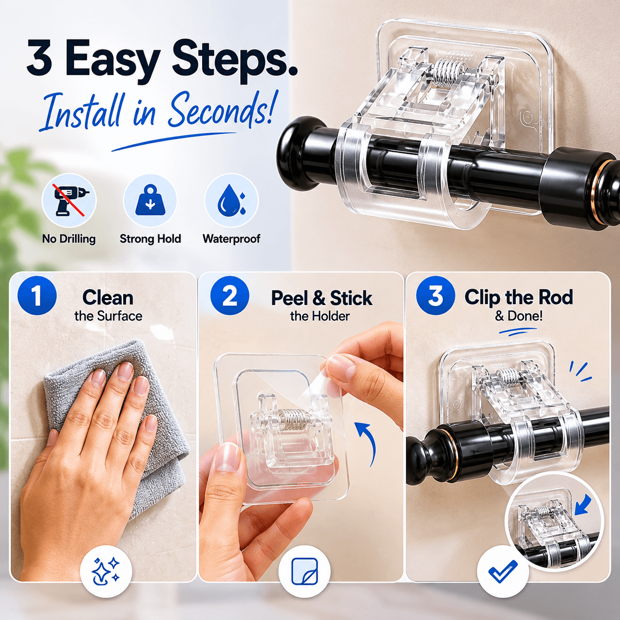Hold Strong Without Drilling – The Smart Rod Holder for Modern Homes