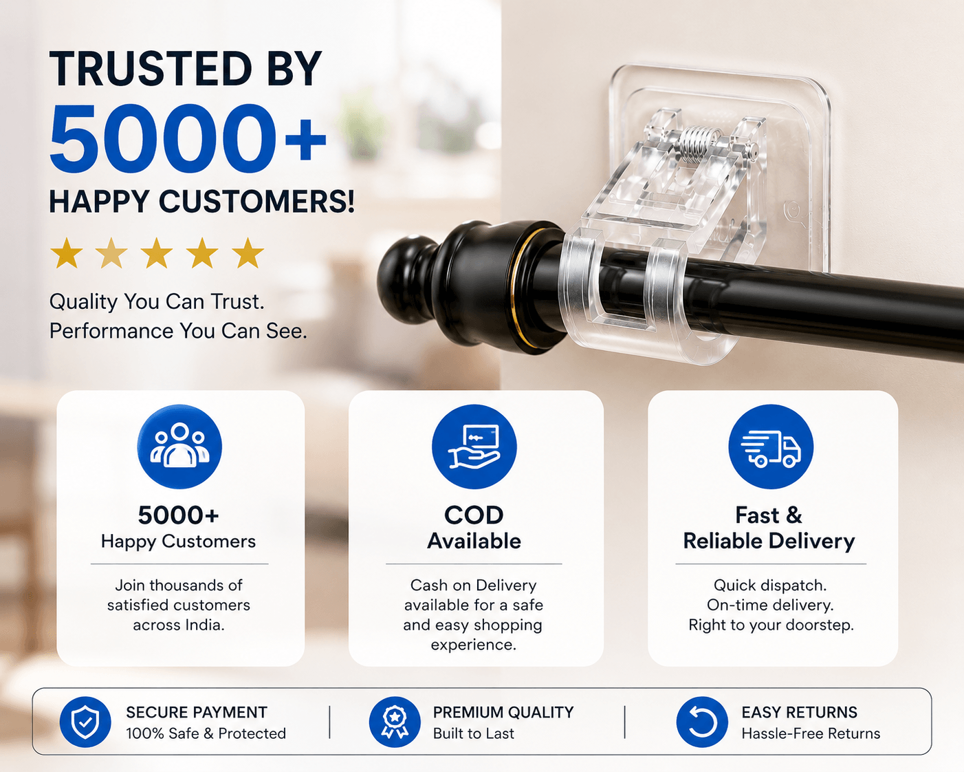 Hold Strong Without Drilling – The Smart Rod Holder for Modern Homes