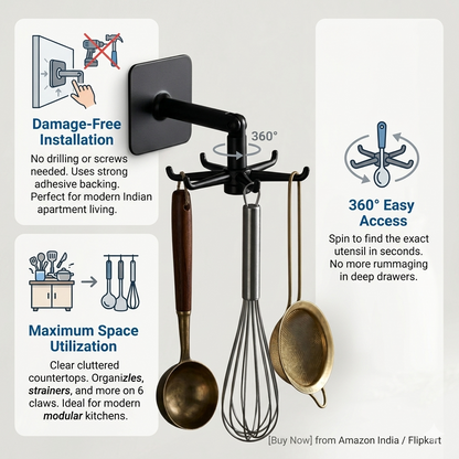 360° Wall-Mounted Adjustable Degree hook Stiker