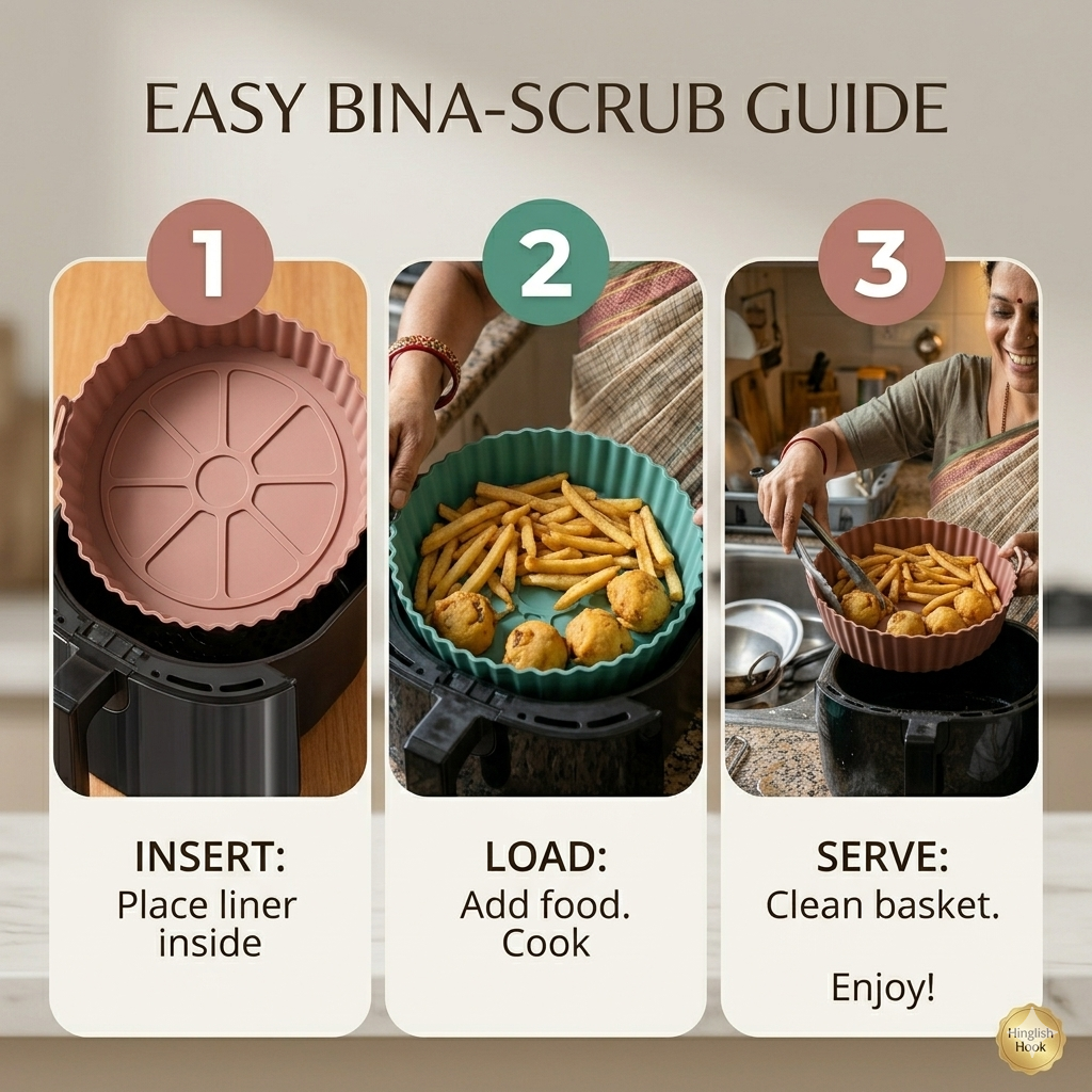 2 Air Fryer Silicone Liners Basket Bowl