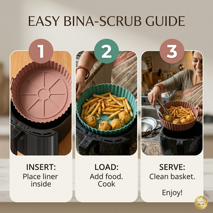 2 Air Fryer Silicone Liners Basket Bowl