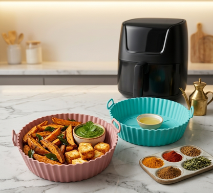 2 Air Fryer Silicone Liners Basket Bowl
