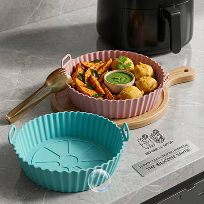 2 Air Fryer Silicone Liners Basket Bowl