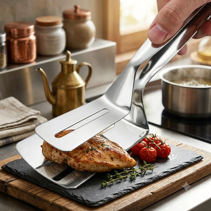 2-in-1 Stainless Steel Turner Tong – Flip, Lift & Serve with Ease