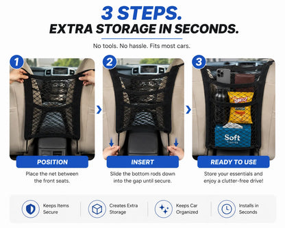 Universal 3 Layer Car Mesh Organizer